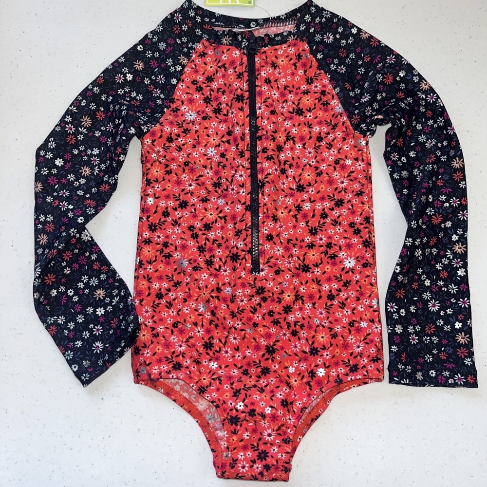 Child's Nano One Piece Floral Rash Guard Size 3 Swimsuit